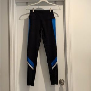 Alo Yoga leggings, black with blue panels